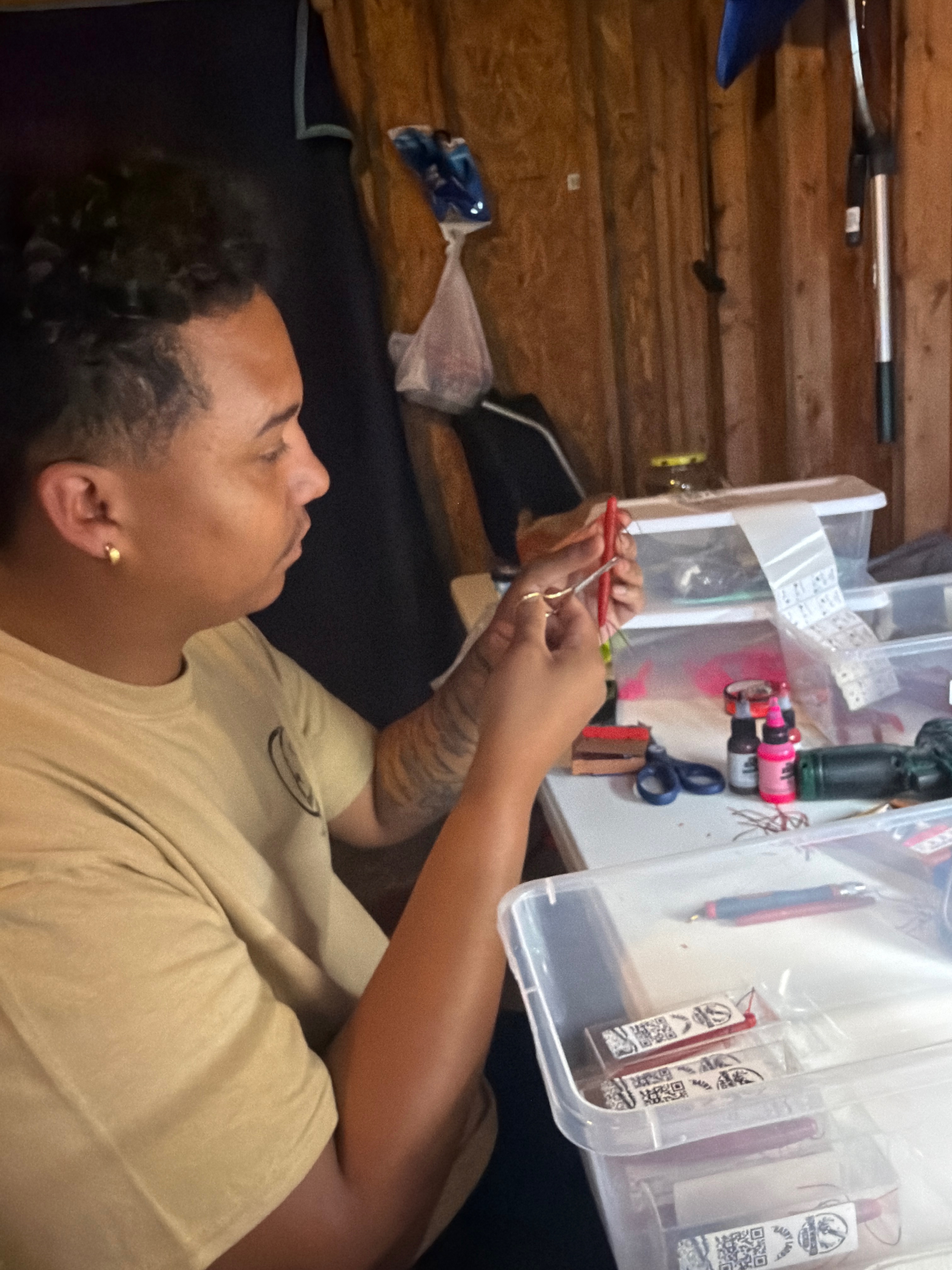 Homewrecker tackle being finished by hand
